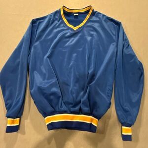 Vintage DeLONG USA Satin V-Neck Warm-Up Jersey | 70s 80s Sports Athletic XL